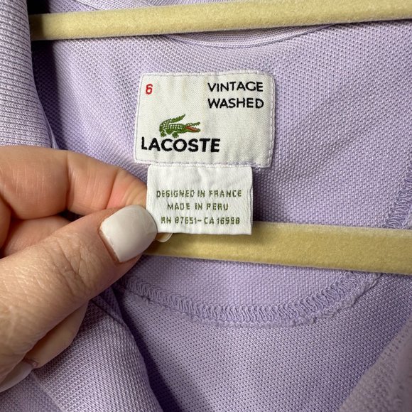 Lacoste Lavender Purple Vintage Washed Polo Men's 6 (XL) - Picture 2 of 4